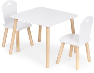 Ecotoys Zestaw mebli dla dzieci stolik + 2 krzesła białe 5