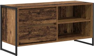 vidaXL Szafka pod telewizor z szufladą Stare drewno 100 x 36 x 49,5 cm 2