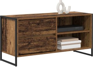 vidaXL Szafka pod telewizor z szufladą Stare drewno 100 x 36 x 49,5 cm 3