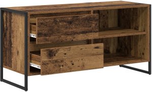 vidaXL Szafka pod telewizor z szufladą Stare drewno 100 x 36 x 49,5 cm 5