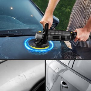 POLERKA SAMOCHODOWA ROTACYJNA 2600W REGULACJA OBROTÓW + ZESTAW GĄBEK + FILC 4