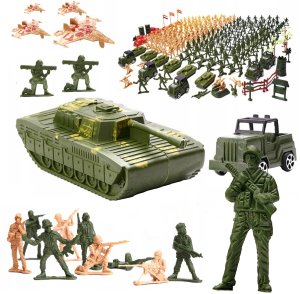 ŻOŁNIERZYKI PLASTIKOWE ZESTAW 307 ELEMENTÓW FIGURKI BAZA WOJSKOWA ARMIA 2