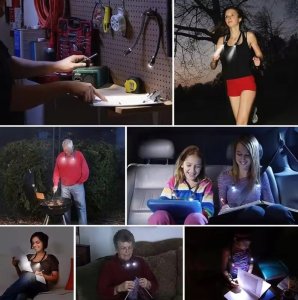 LAMPKA LED NA SZYJĘ DO CZYTANIA KSIĄŻEK NOCNA LATARKA 3 TRYBY ŚWIECENIA 5