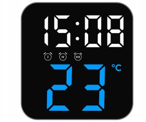 Verk Zegar zegarek elektroniczny cyfrowy led stojący budzik data temperatura 2