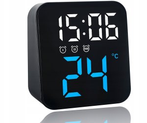 Verk Zegar zegarek elektroniczny cyfrowy led stojący budzik data temperatura 3