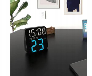 Verk Zegar zegarek elektroniczny cyfrowy led stojący budzik data temperatura 5
