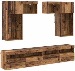 vidaXL Jednostki do montażu telewizora na ścianie 6 pcs Czarny Dąb 2