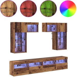 vidaXL Jednostki do montażu telewizora na ścianie 6 pcs Czarny Dąb 4