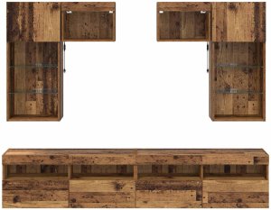 vidaXL Jednostki do montażu telewizora na ścianie 6 pcs Czarny Dąb 10