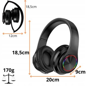 Słuchawki bezprzewodowe nauszne Arsa Go B39 Bluetooth czarne 6