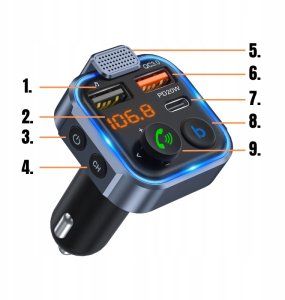 TRANSMITER BLUETOOTH SAMOCHODOWY FM 3x USB ADAPTER SZYBKA ŁADOWARKA MP3 11
