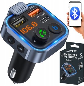 TRANSMITER BLUETOOTH SAMOCHODOWY FM 3x USB ADAPTER SZYBKA ŁADOWARKA MP3 2