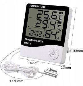STACJA POGODOWA POGODY TERMOMETR HIGROMETR CZUJNIK SONDA ZEGAR BUDZIK METEO 11