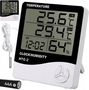 STACJA POGODOWA POGODY TERMOMETR HIGROMETR CZUJNIK SONDA ZEGAR BUDZIK METEO 2