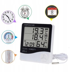 STACJA POGODOWA POGODY TERMOMETR HIGROMETR CZUJNIK SONDA ZEGAR BUDZIK METEO 8