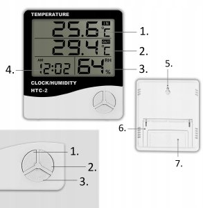 STACJA POGODOWA POGODY TERMOMETR HIGROMETR CZUJNIK SONDA ZEGAR BUDZIK METEO 9