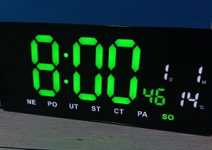 JVD Zegar sieciowy LED DH3604.4 cyfry 10 cm, termometr, budzik, wersja czeska 3