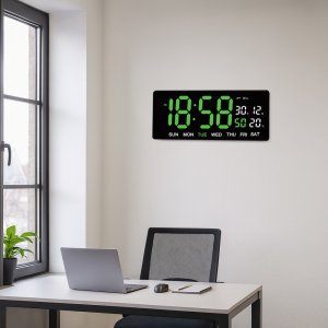 JVD Zegar sieciowy LED DH3604.2 cyfry 10 cm, termometr, budzik, wersja angielska 2