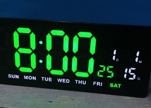 JVD Zegar sieciowy LED DH3604.2 cyfry 10 cm, termometr, budzik, wersja angielska 3