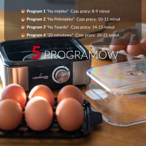Jajowar Lehmann JAJOWAR DO GOTOWANIA JAJEK 6 JAJ PAROWAR SYGNAŁ DŹWIĘKOWY COOKER LEHMANN 6X 7