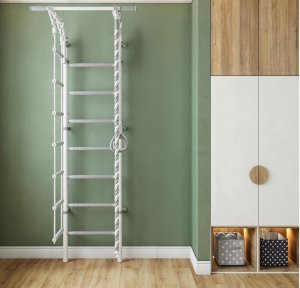 Drabinka gimnastyczna Kometa Next Lite biała | 220 cm + lina + kółka + drążek 4