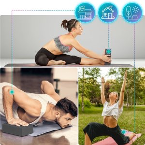 Klocek do jogi, EVA, 23x15x7.5 cm, 2 szt. i pasek do jogi, 3,8x200 cm - zestaw do rozciągania 12