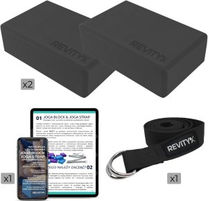 Klocek do jogi, EVA, 23x15x7.5 cm, 2 szt. i pasek do jogi, 3,8x200 cm - zestaw do rozciągania 14