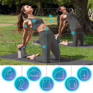 Klocek do jogi, EVA, 23x15x7.5 cm, 2 szt. i pasek do jogi, 3,8x200 cm - zestaw do rozciągania 5