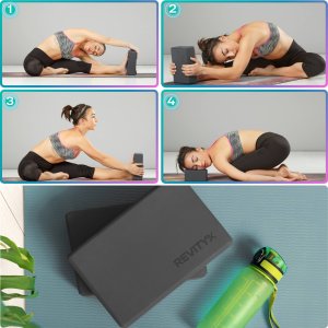 Klocek do jogi, EVA, 23x15x7.5 cm, 2 szt. i pasek do jogi, 3,8x200 cm - zestaw do rozciągania 9