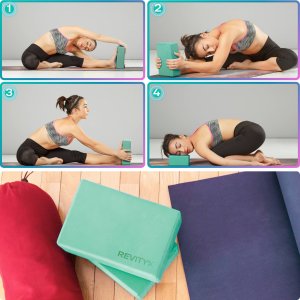 Klocek do jogi, EVA, 23x15x7.5 cm, 2 szt. i pasek do jogi, 3,8x200 cm - zestaw do rozciągania 9