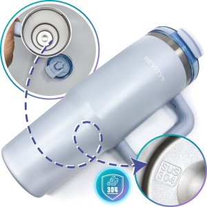 Kubek termiczny z uchwytem i ze słomką termos ze stali nierdzewnej 3