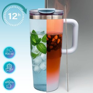 Kubek termiczny z uchwytem i ze słomką termos ze stali nierdzewnej 5