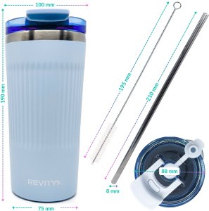 Kubek termiczny ze słomką termos ze stali nierdzewnej 12