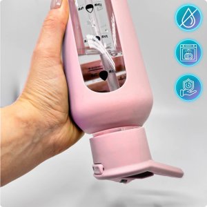 Revity Szklana butelka na wodę bidon z dziubkiem i miarką w silikonowym etui 9