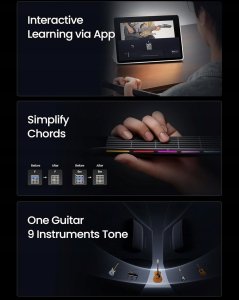 Cyfrowa Wielofunkcyjna Gitara Elektryczna Midi Led Aeroband / Bez Strojenia / Ag01 / Czarny 7