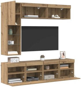 vidaXL Szafka pod telewizor Z LED Lights 7 pcs Dąb rzemieślniczy 3