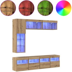 vidaXL Szafka pod telewizor Z LED Lights 7 pcs Dąb rzemieślniczy 4