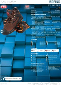 Reis BRFINO S3L SR FO HRO Buty robocze trzewiki ochronne męskie podnosek kompozyt wkładka kevlar podeszwa PU/guma antypoślizgowa odporne do 300C skóra nubuk + Oxford 46 8