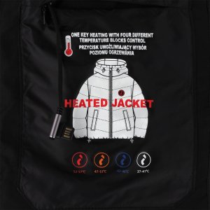 Pikowany męski bezrękawnik ochronny stójka ocieplany wodoodporne panele grzewcze 3 tryby powerbank USB A zamek błyskawiczny NOORVIK 3XL 3