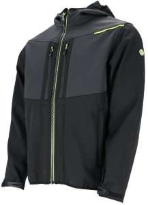 Kurtka męska ochronna softshell stójka zamek ocieplana polarem kaptur rękawy rzep regulacja membrana TPU czarno-szaro-źółta GULF L 3