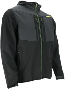 Kurtka męska ochronna softshell stójka zamek ocieplana polarem kaptur rękawy rzep regulacja membrana TPU czarno-szaro-źółta GULF L 8