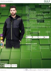Kurtka męska ochronna softshell stójka zamek ocieplana polarem kaptur rękawy rzep regulacja membrana TPU czarno-szaro-źółta GULF L 10