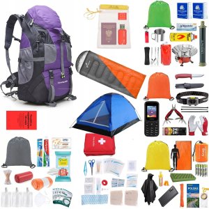 Plecak turystyczny vidaXL Plecak Ewakuacyjny Z Wyposażeniem Zestaw Wszystko Co Potrzeba Readypack X2 Fioletowy 2