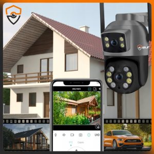 Podwójna Obrotowa Kamera WiFi Zewnętrzna Aplikacja Alarm Czujnik 8MP 4K UHD 5