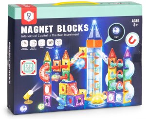 Klocki magnetyczne świecące konstrukcyjne tor kulkowy kulodrom 134 elementy EDUKAMP 10