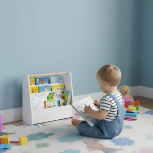 Ecotoys Biblioteczka dziecięca Montessori regał na książki organizujący 3 poziomy biały 2