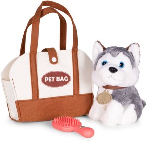 Pluszowy piesek w torebce husky maskotka dla dziecka + szczotka do pielęgnacji EDUKAMP 4