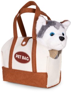 Pluszowy piesek w torebce husky maskotka dla dziecka + szczotka do pielęgnacji EDUKAMP 5
