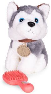 Pluszowy piesek w torebce husky maskotka dla dziecka + szczotka do pielęgnacji EDUKAMP 8