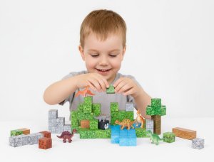 Klocki magnetyczne konstrukcyjne zestaw dla dzieci 142 elementy sześciany dinozaury EDUKAMP 4